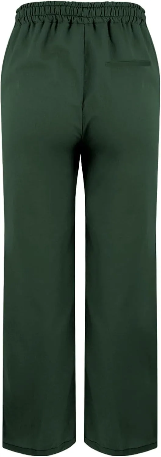 Linen Pants Women High Waisted Elastic Drawstring Beach Loose Lightweight Wide Leg Trousers Casual Palazzo Pant