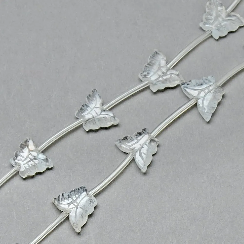 LiQunSweet 14 pcs White Butterfly Quartz Crystal Beads Lovely Insect Animal Loose Beads for DIY Jewelry Bracelet Necklace Crafts Keychain Bag Decor