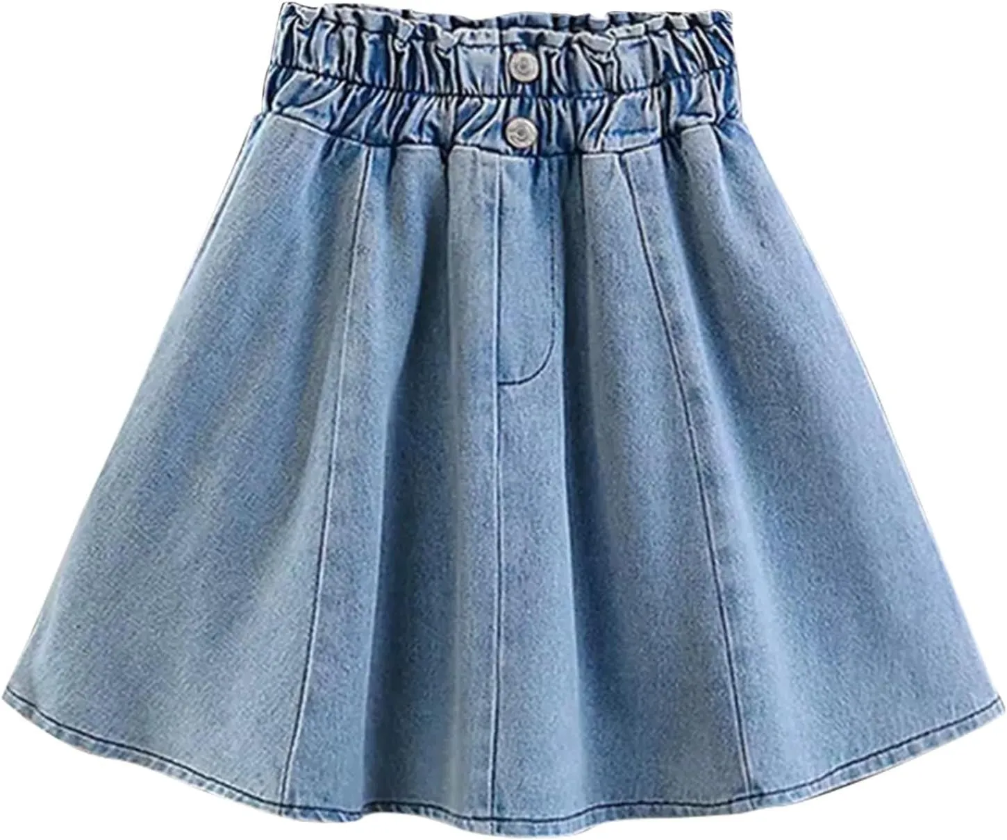 Little Girl's Denim Ruffle Skirts Flared Pleated Toddler Jean Skorts with Shorts Summer Casual Underneath Jeans Skirt