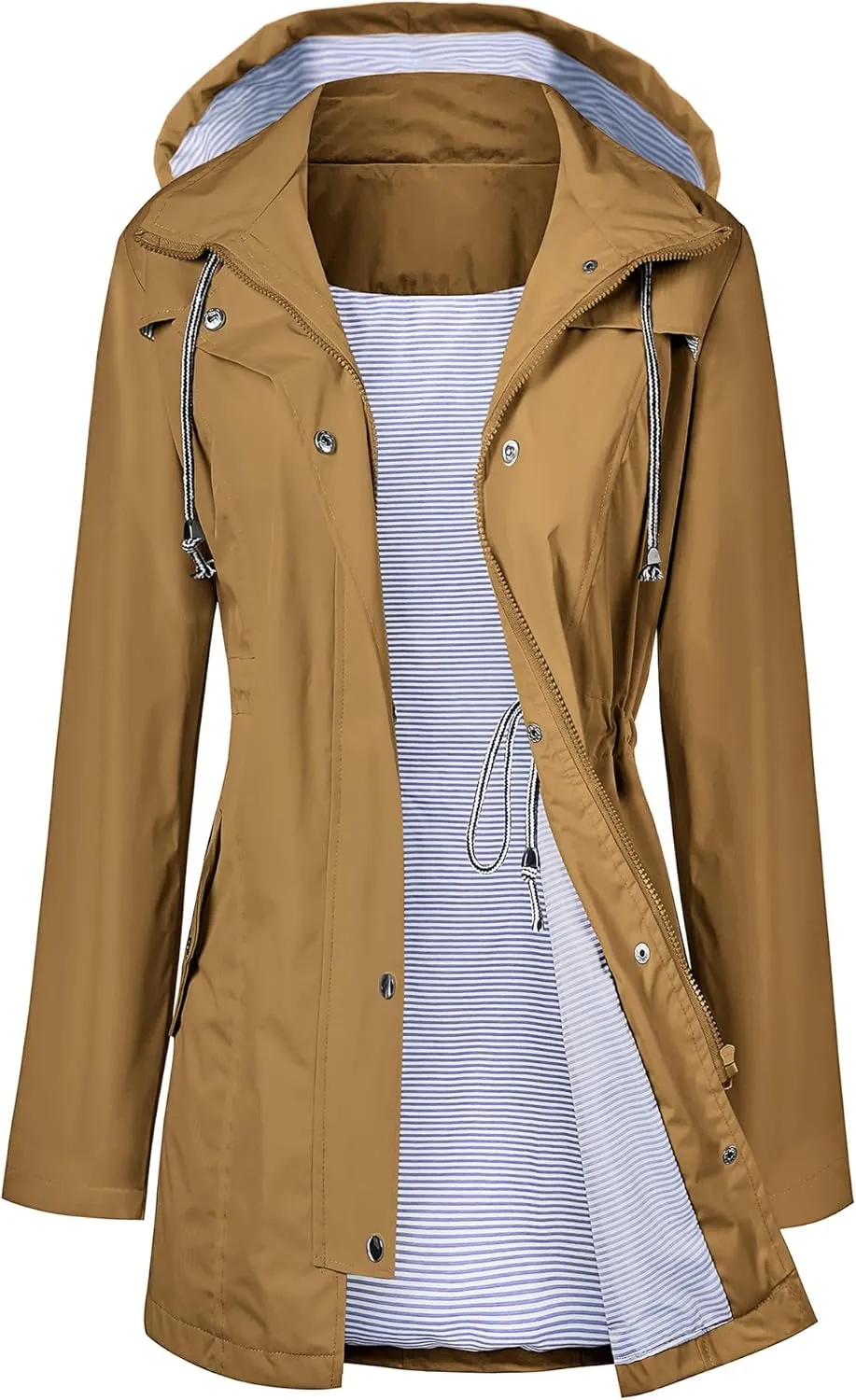 LOMON Raincoat Women Waterproof Long Hooded Trench Coats Lined Windbreaker Travel Jacket S-XXL