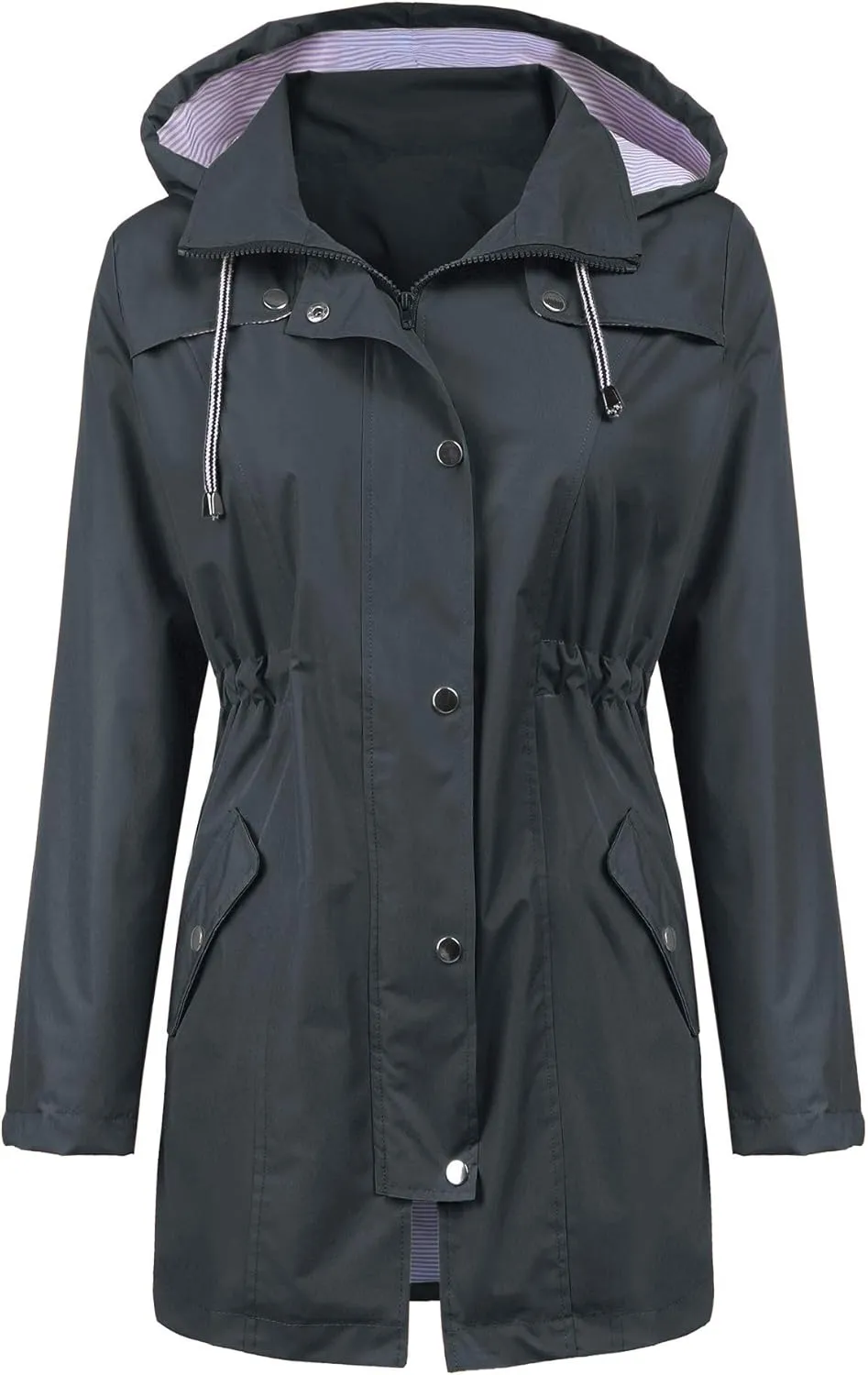 LOMON Raincoat Women Waterproof Long Hooded Trench Coats Lined Windbreaker Travel Jacket S-XXL