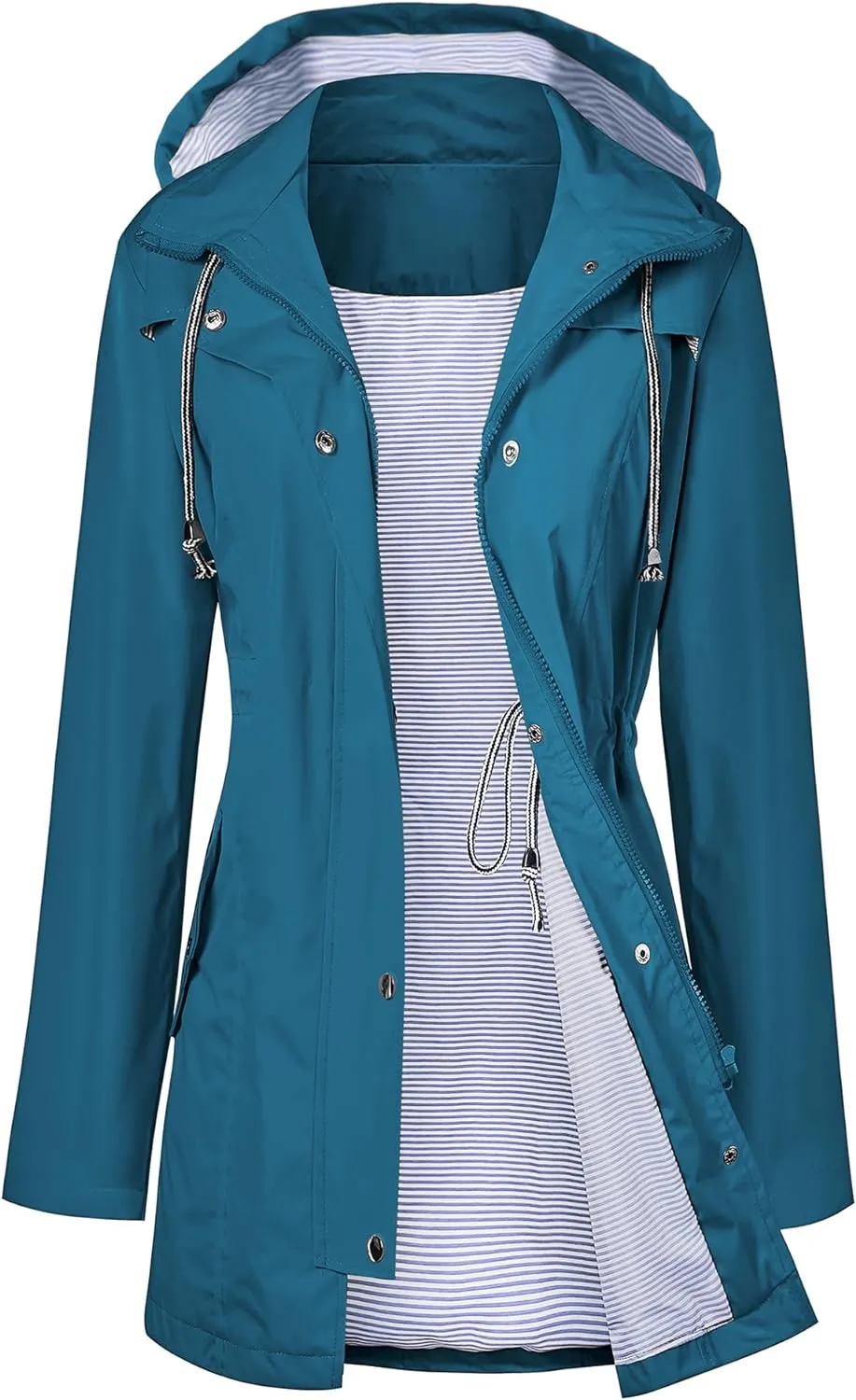 LOMON Raincoat Women Waterproof Long Hooded Trench Coats Lined Windbreaker Travel Jacket S-XXL