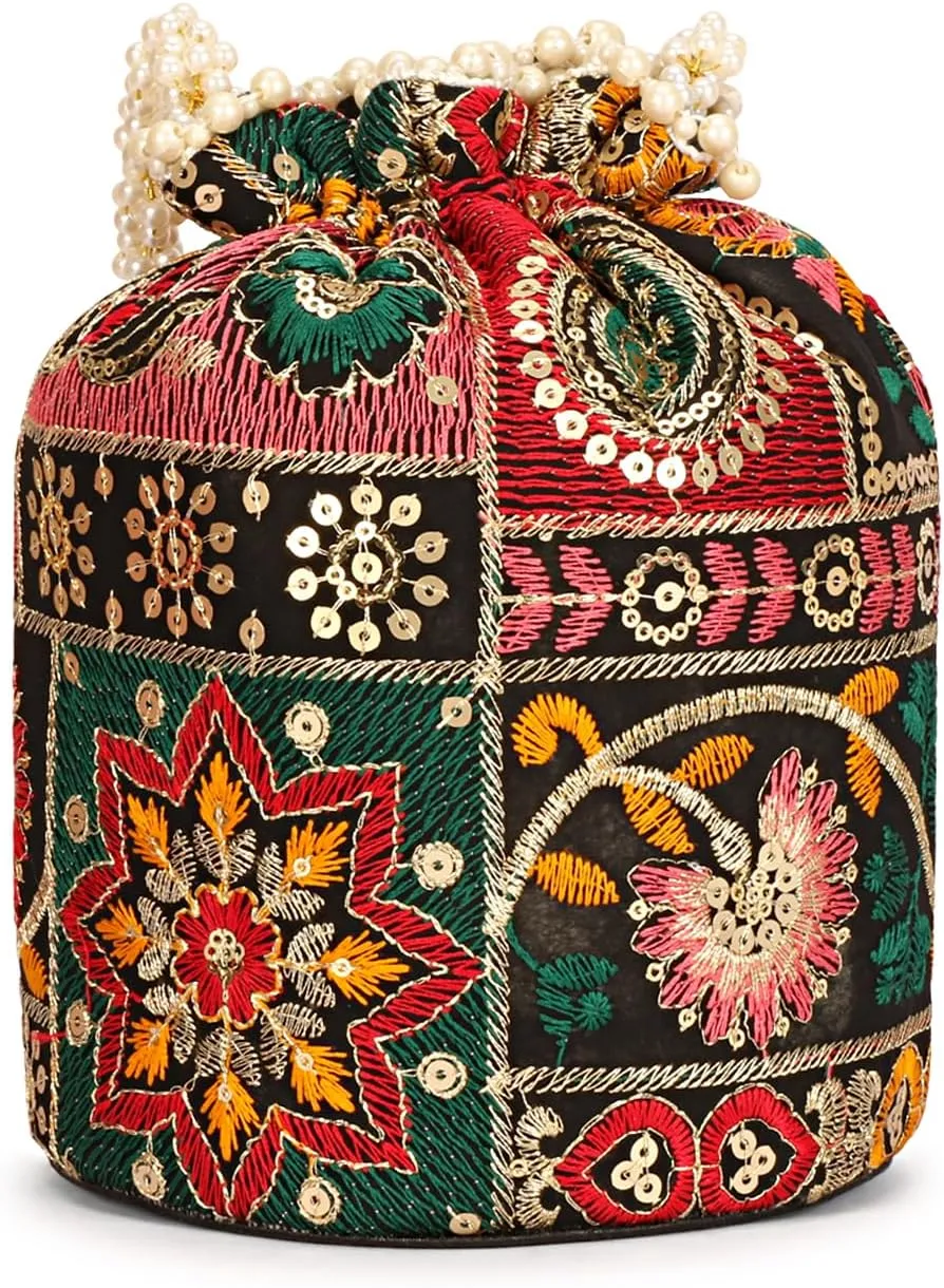 LONGING TO BUY Indian Sequence Potli Bag For Women, Wedding Potli Bags For Women, Ethnic Potli Bags For Enagement Party
