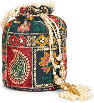 LONGING TO BUY Indian Sequence Potli Bag For Women, Wedding Potli Bags For Women, Ethnic Potli Bags For Enagement Party