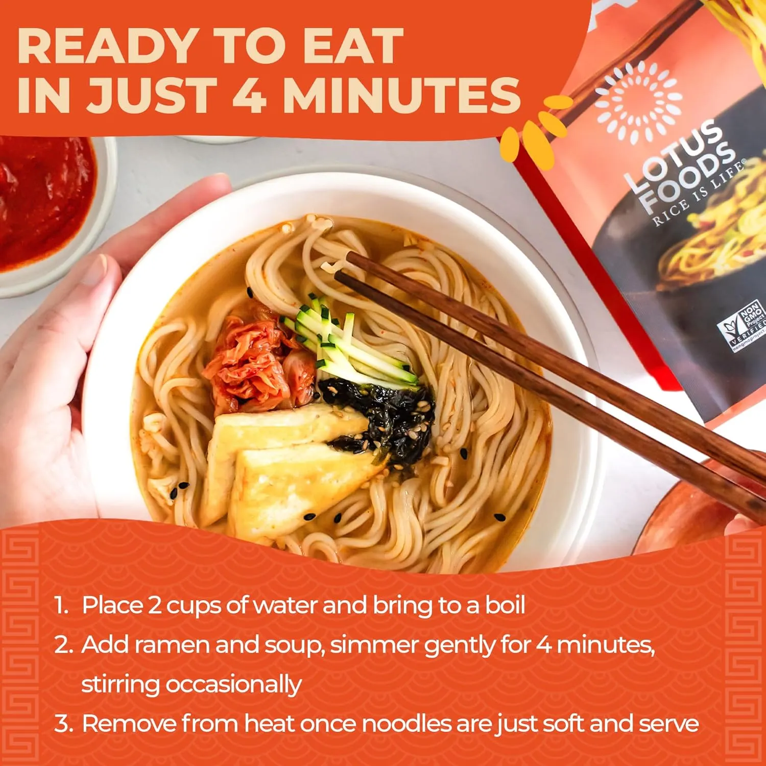 Lotus Foods Organic Millet & Brown Rice Ramen with Miso Soup - Gluten Free Ramen Noodles, Vegan Ramen Noodles with Millet Flour & Brown Rice Flour, Whole Grain GF Ramen - 2.8 Oz Bags (Pack of 10)