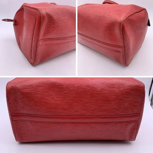 LOUIS VUITTON Vintage Red Epi Leather Speedy 35 Boston Bag Handbag