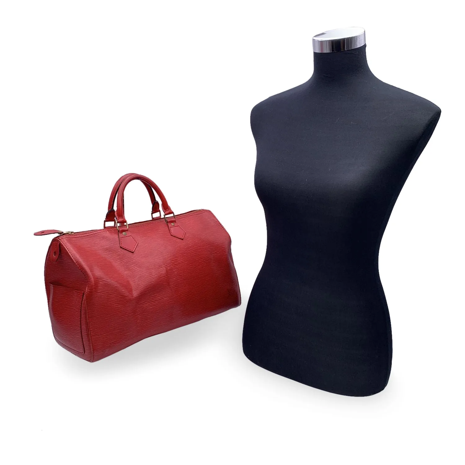 LOUIS VUITTON Vintage Red Epi Leather Speedy 35 Boston Bag Handbag