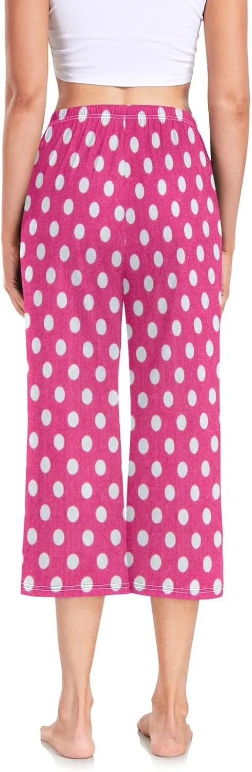 Lovely Women's Capri Pajama Pants PJ Bottoms Sleep Lounge Pants with Pocket