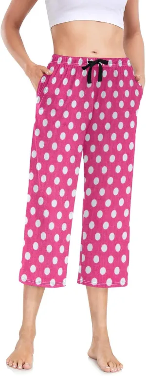 Lovely Women's Capri Pajama Pants PJ Bottoms Sleep Lounge Pants with Pocket