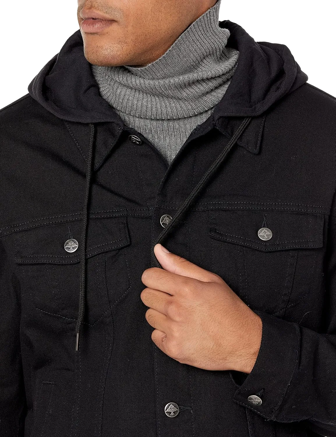 LRG Men's Lifted Research Collection Hooded Denim Jacket