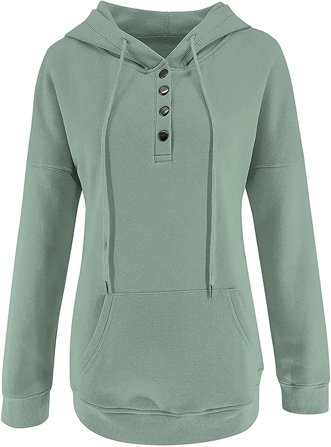 LRMQS Hoodies for Women Fall Fashion 2024 Button Drawstring Hooded Sweatshirt with Pocket Trendy Casual Loose Cute Pullover