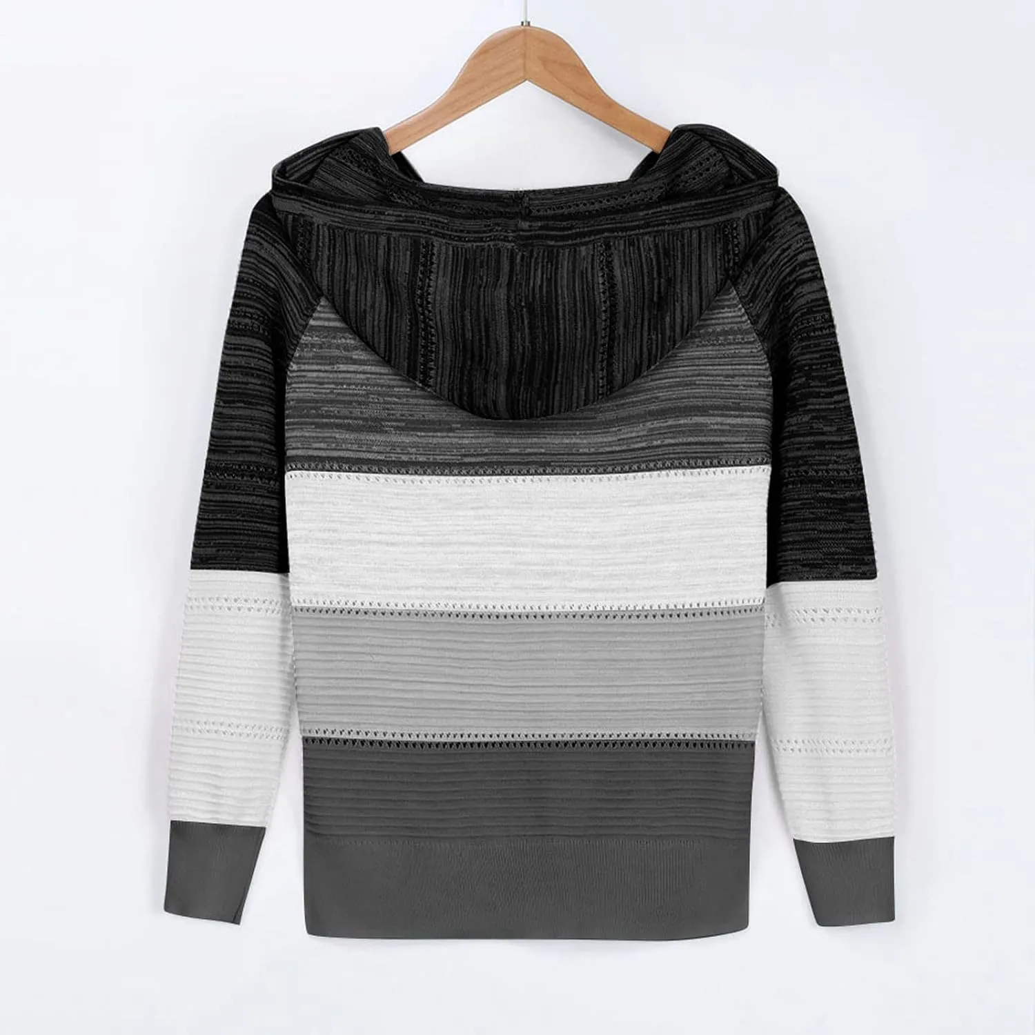 LRMQS Womens Fall Fashion 2024 Color Block Drawstring Hoodies Sweater Trendy Casual Loose Cute Knit Pullover Winter Clothes