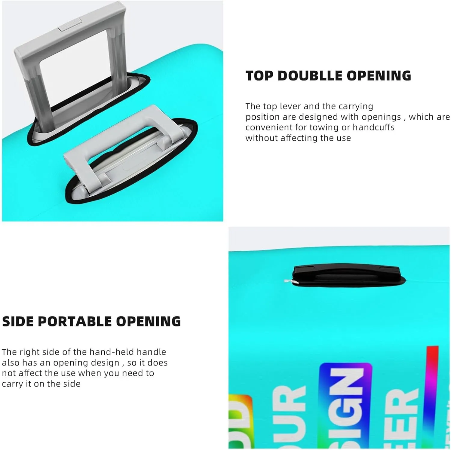 Luggage Covers with Photo Text Name Logo Double Sided Customized Elastic Suitcase Protector Personalized Suitcase Covers For Luggage
