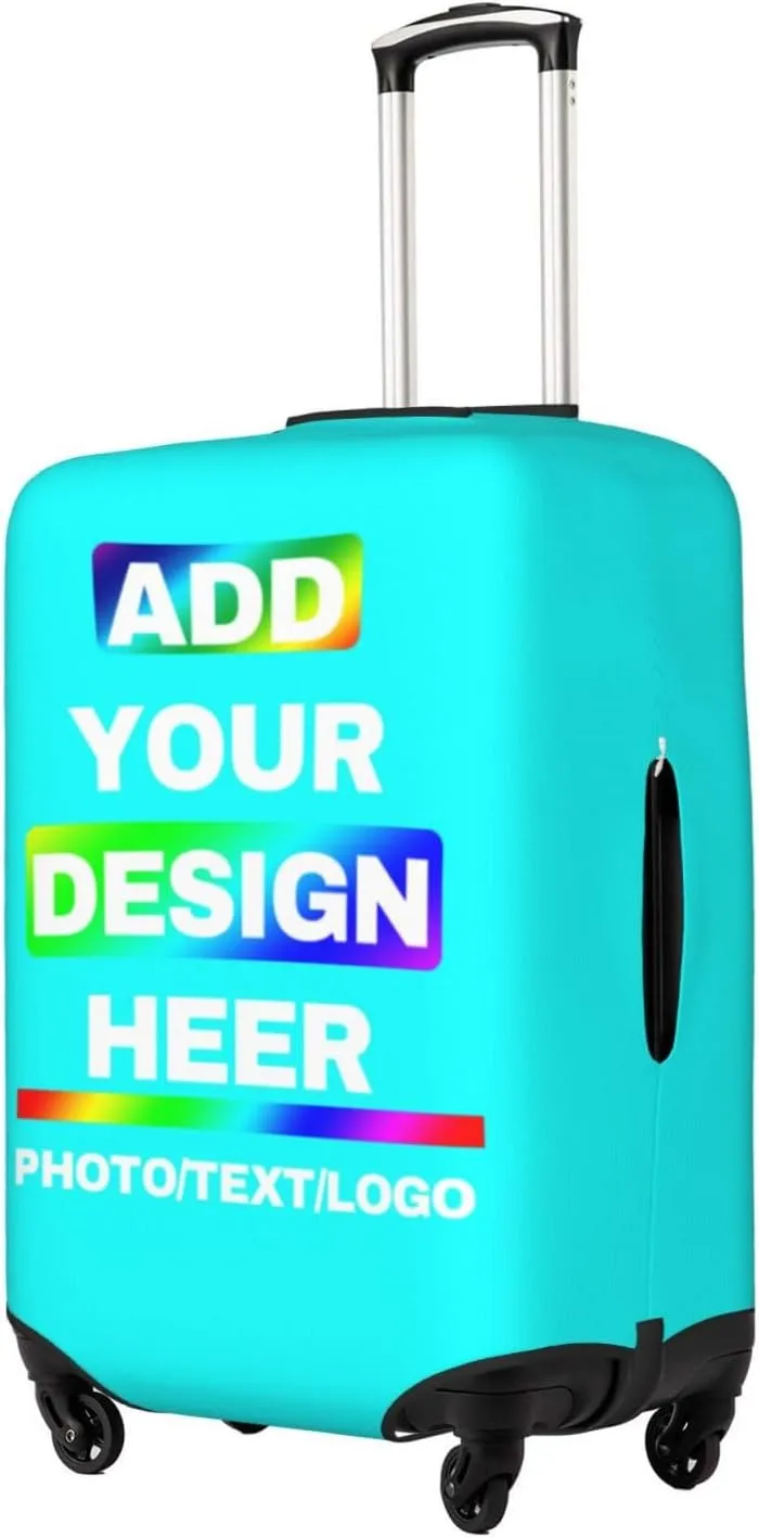 Luggage Covers with Photo Text Name Logo Double Sided Customized Elastic Suitcase Protector Personalized Suitcase Covers For Luggage
