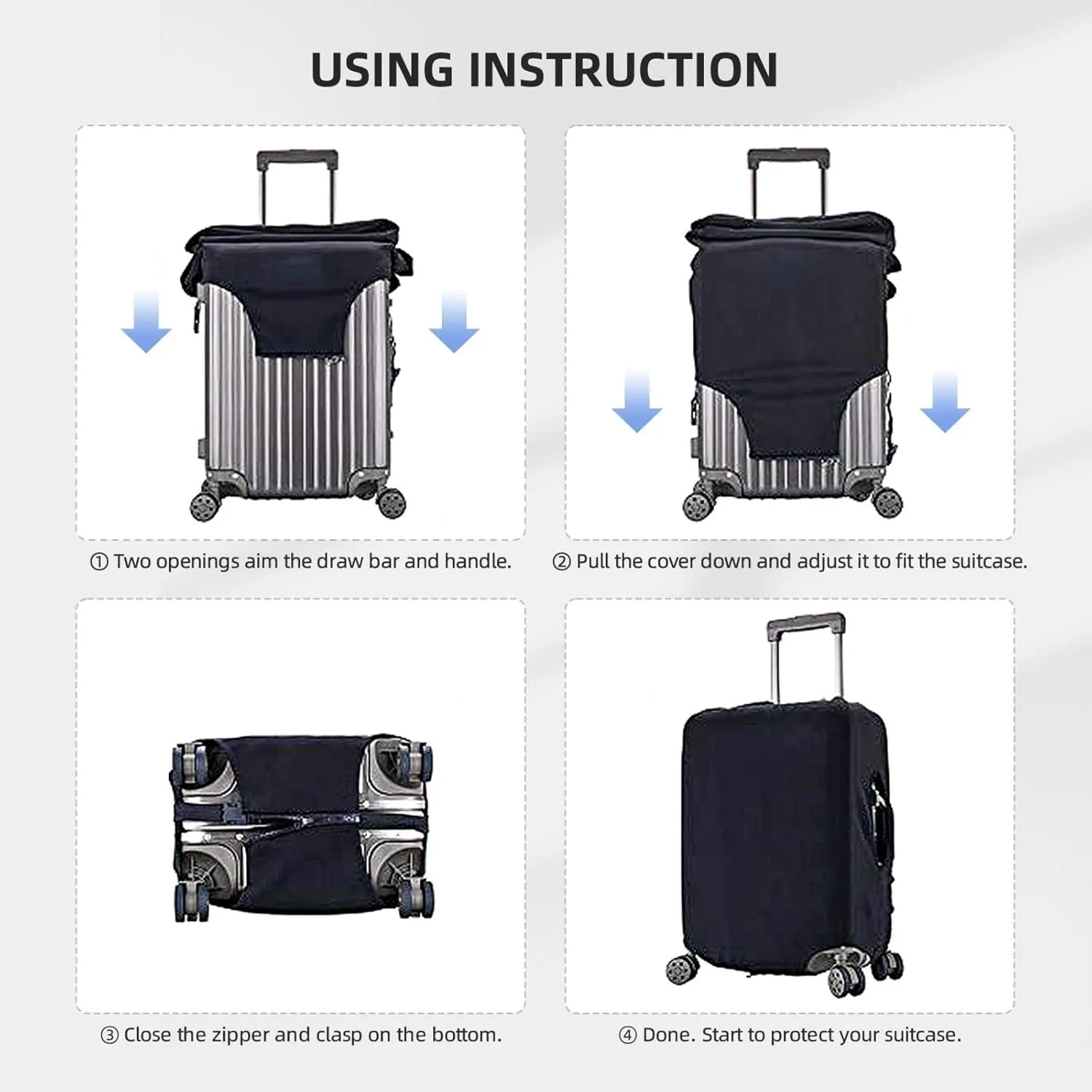 Luggage Covers with Photo Text Name Logo Double Sided Customized Elastic Suitcase Protector Personalized Suitcase Covers For Luggage