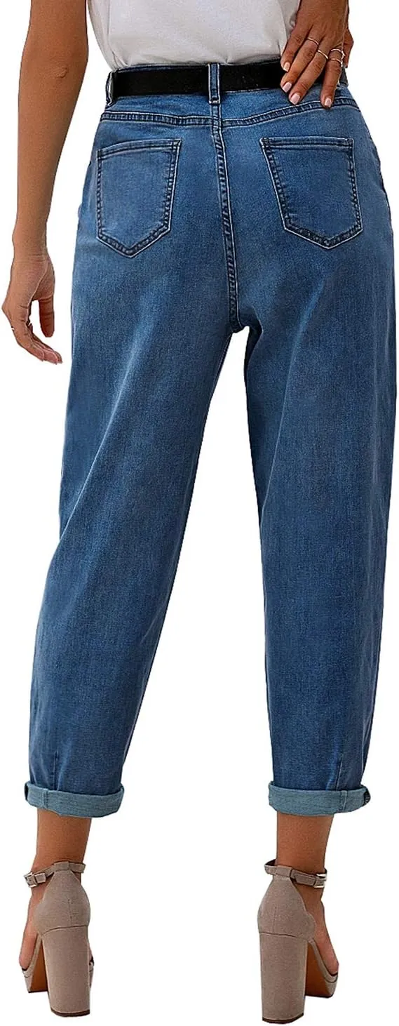 luvamia Mom Jeans for Women Trendy High Waisted Stretchy Loose Jeans for Women Denim Pants