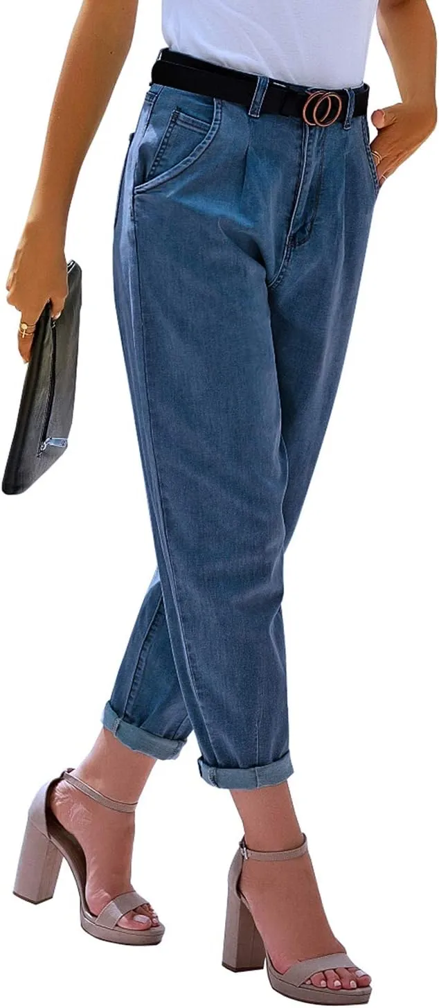 luvamia Mom Jeans for Women Trendy High Waisted Stretchy Loose Jeans for Women Denim Pants