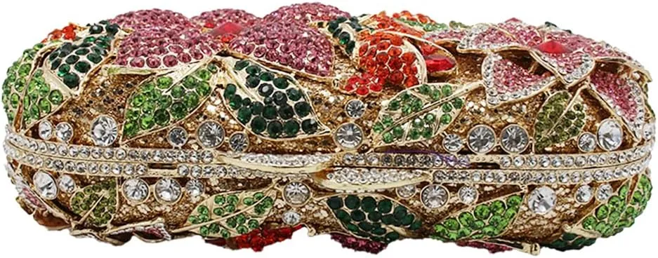 Luxury Crystal Clutch Purse for Women Rhinestone Handbag Formal Party Evening Bag Sparkly Bridal Flower Purse