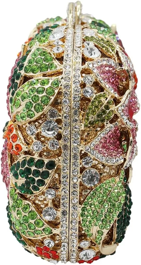 Luxury Crystal Clutch Purse for Women Rhinestone Handbag Formal Party Evening Bag Sparkly Bridal Flower Purse