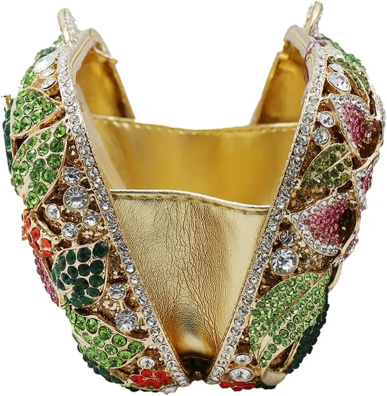 Luxury Crystal Clutch Purse for Women Rhinestone Handbag Formal Party Evening Bag Sparkly Bridal Flower Purse