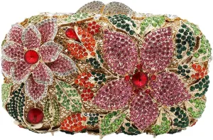 Luxury Crystal Clutch Purse for Women Rhinestone Handbag Formal Party Evening Bag Sparkly Bridal Flower Purse