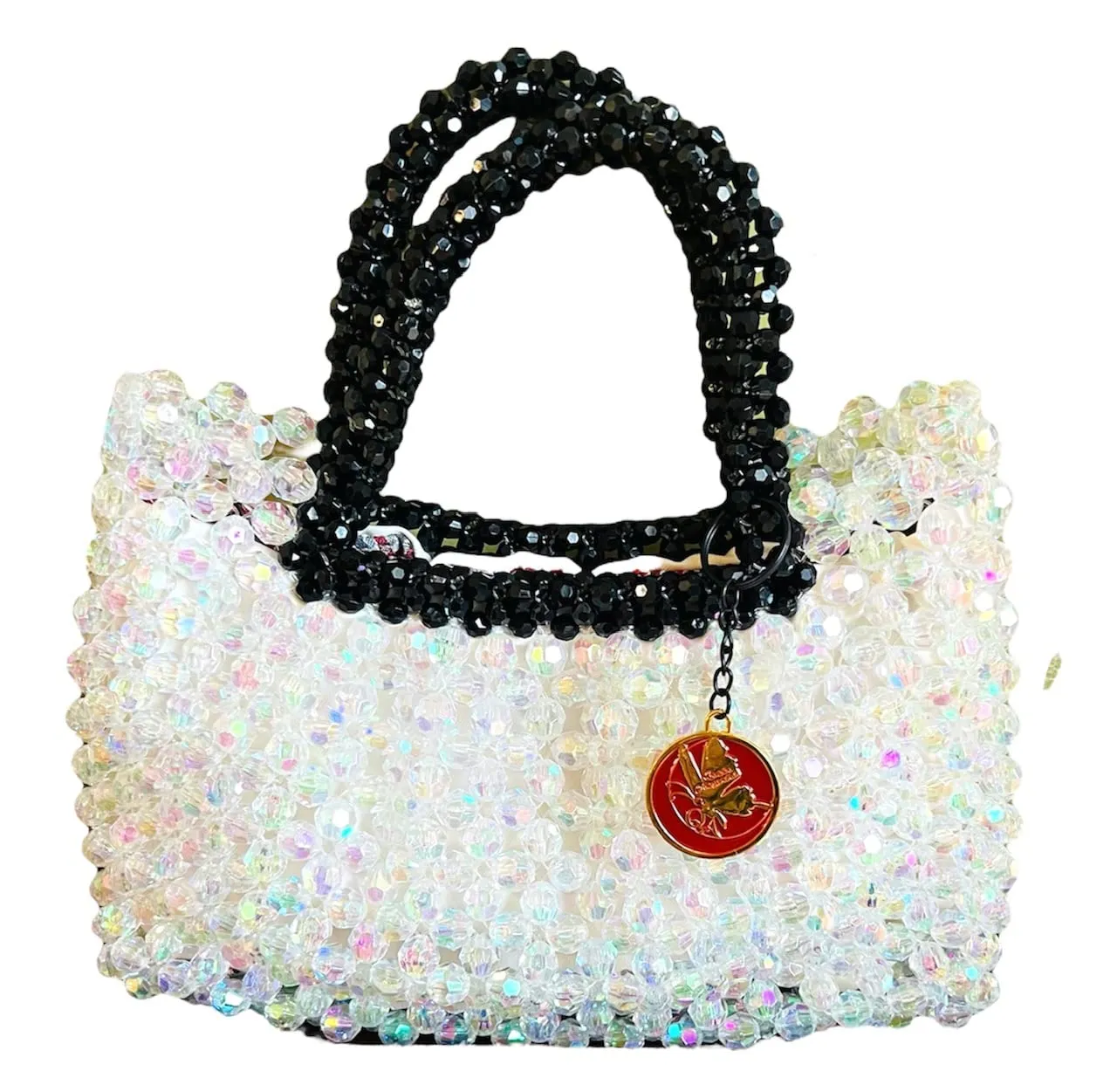 Luxury Crystal Pearl Beaded Tote Bag. Unique Gift for her. Women handbags. (Acrylic, Medium)
