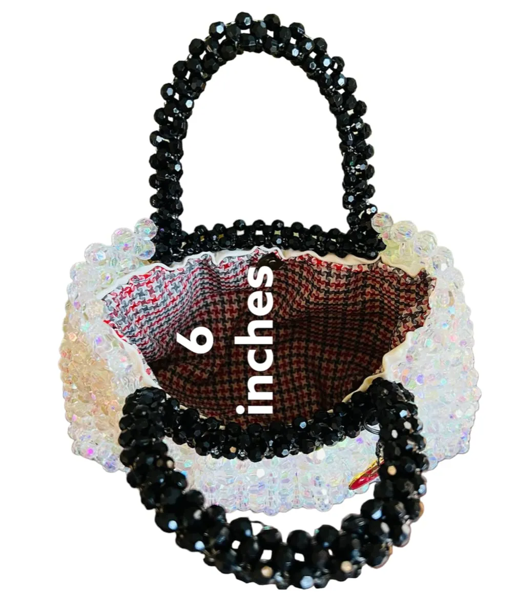 Luxury Crystal Pearl Beaded Tote Bag. Unique Gift for her. Women handbags. (Acrylic, Medium)