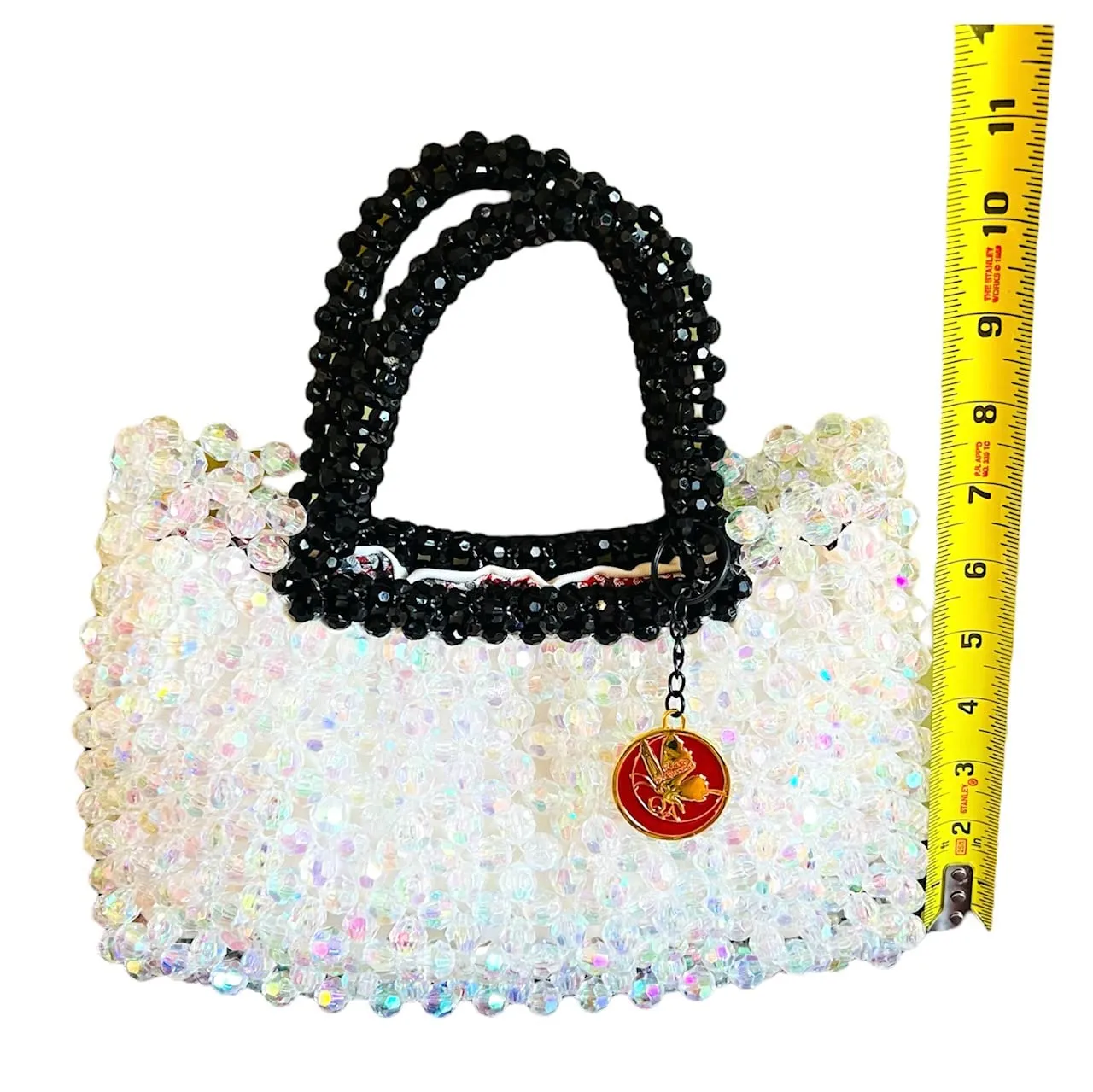 Luxury Crystal Pearl Beaded Tote Bag. Unique Gift for her. Women handbags. (Acrylic, Medium)
