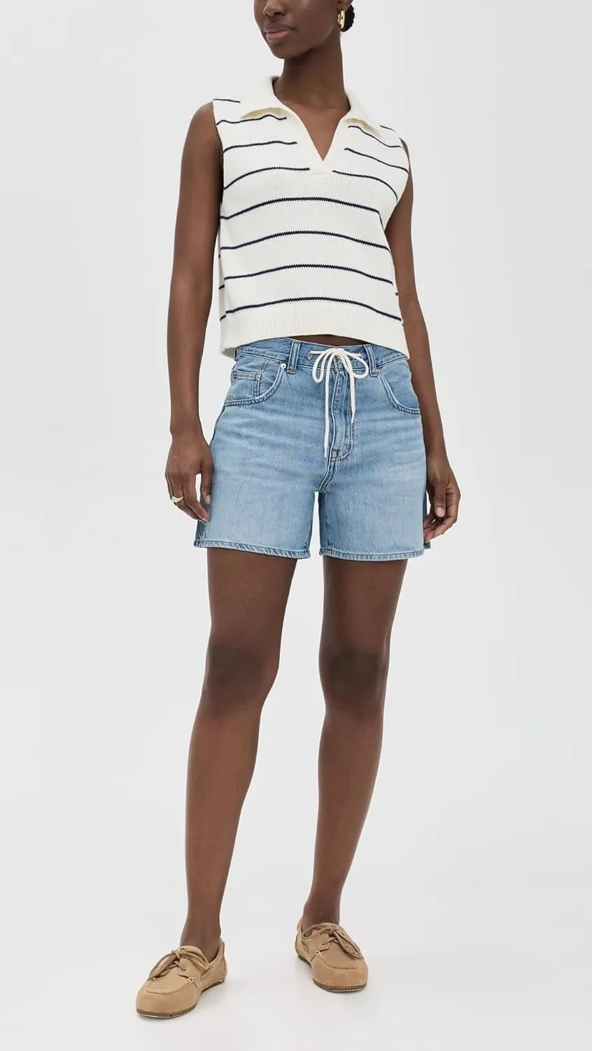 Madewell Women's Drawstring Jean Short in Tile White