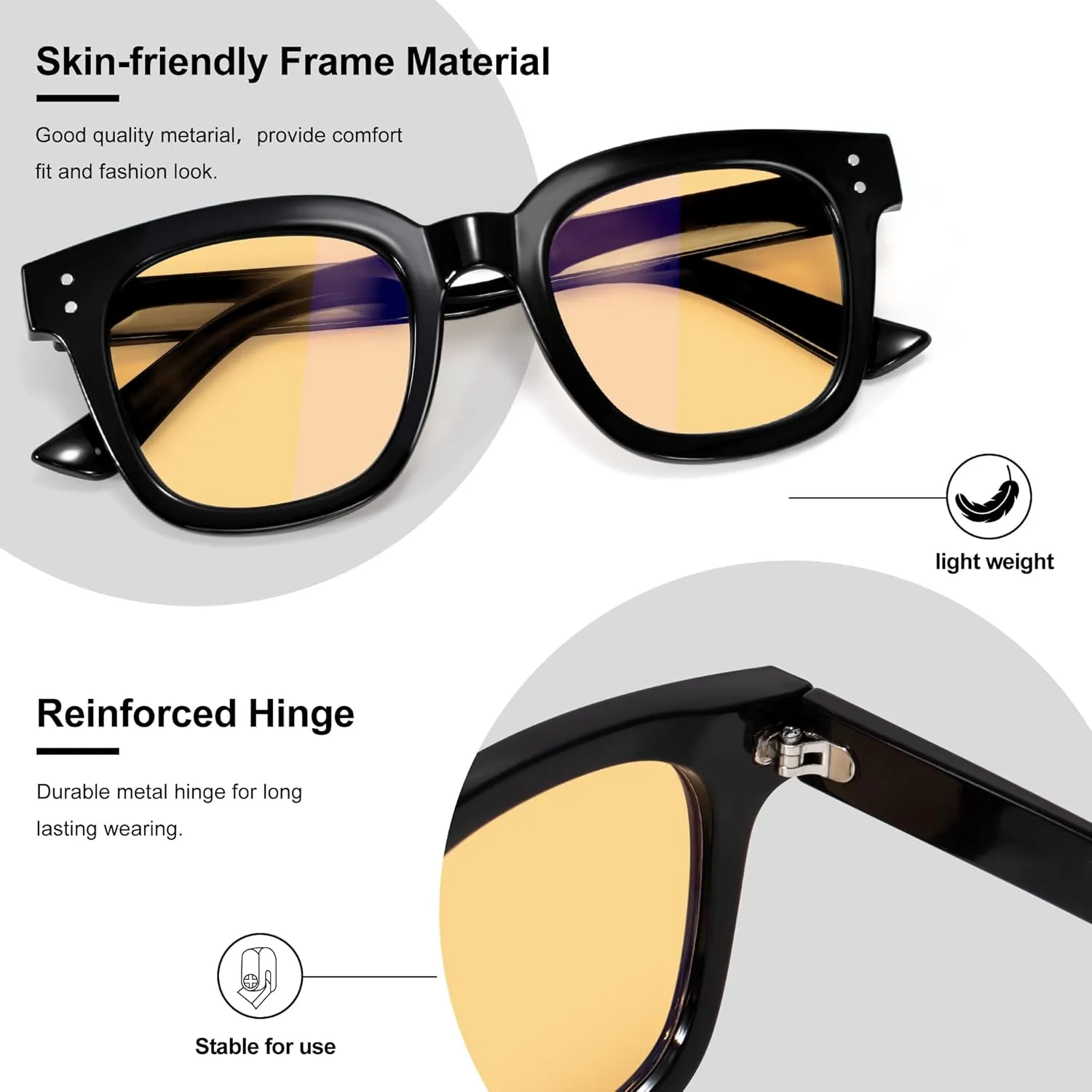 Madison Avenue Blue Light Blocking Computer Glasses Oversized Blue Light Glasses for Women Men Anti Eyestrain & UV Protection Gaming Eyeglasses(Black)