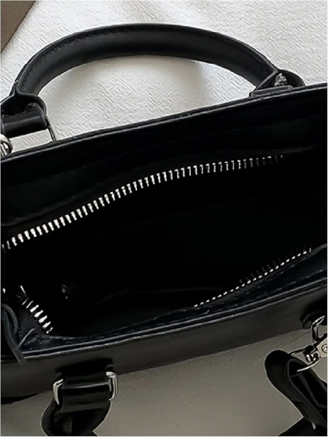 MakeMeChic Women's PU Leather Crossbody Bags Zipper Buckle Top Handle Square Bag Handbags