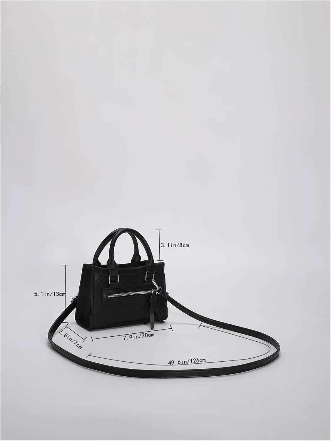 MakeMeChic Women's PU Leather Crossbody Bags Zipper Buckle Top Handle Square Bag Handbags