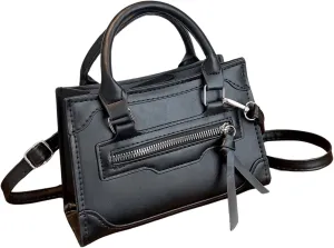 MakeMeChic Women's PU Leather Crossbody Bags Zipper Buckle Top Handle Square Bag Handbags