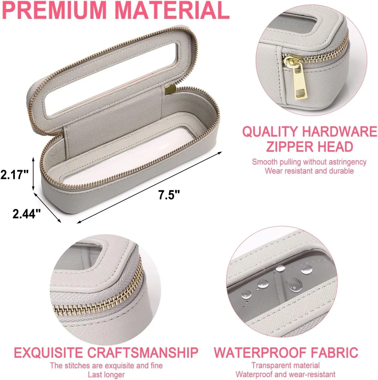 Makeup Brush Bag Slim Clear Makeup Bag Transparent Travel Cosmetic Case & Toiletry Bag with Zipper Small Beatuy Makeup Bag Purse Organizer for Women (X/Gray, SLIM)