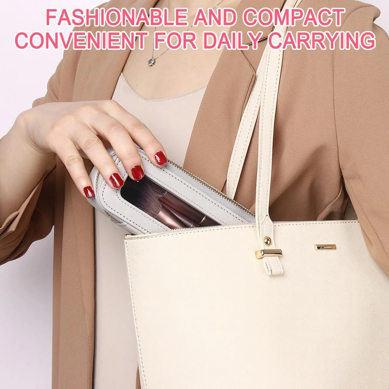 Makeup Brush Bag Slim Clear Makeup Bag Transparent Travel Cosmetic Case & Toiletry Bag with Zipper Small Beatuy Makeup Bag Purse Organizer for Women (X/Gray, SLIM)