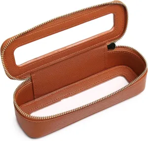 Makeup Brush Case Clear Travel Cosmetic & Toiletry Bag Slim Makeup Bag with Zipper Small Purse Organizer Car Essential Bag for Women (X/Brown, SLIM-3)