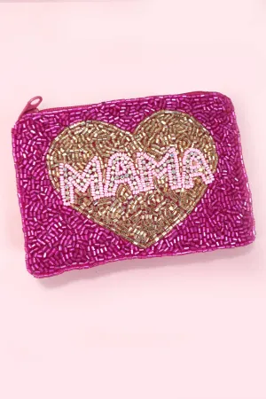 MAMA HEART SEED BEADED COIN PURSE | 91CP893