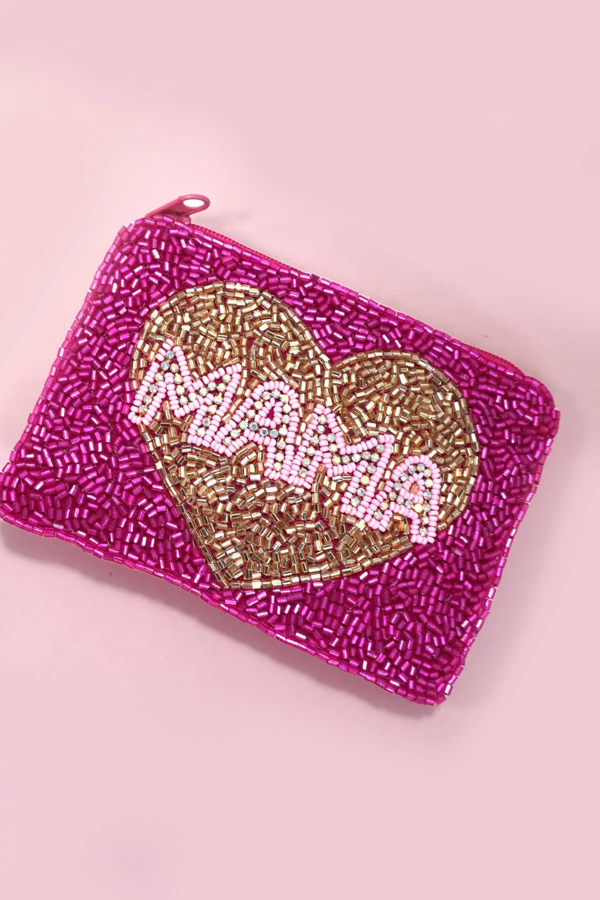 MAMA HEART SEED BEADED COIN PURSE | 91CP893