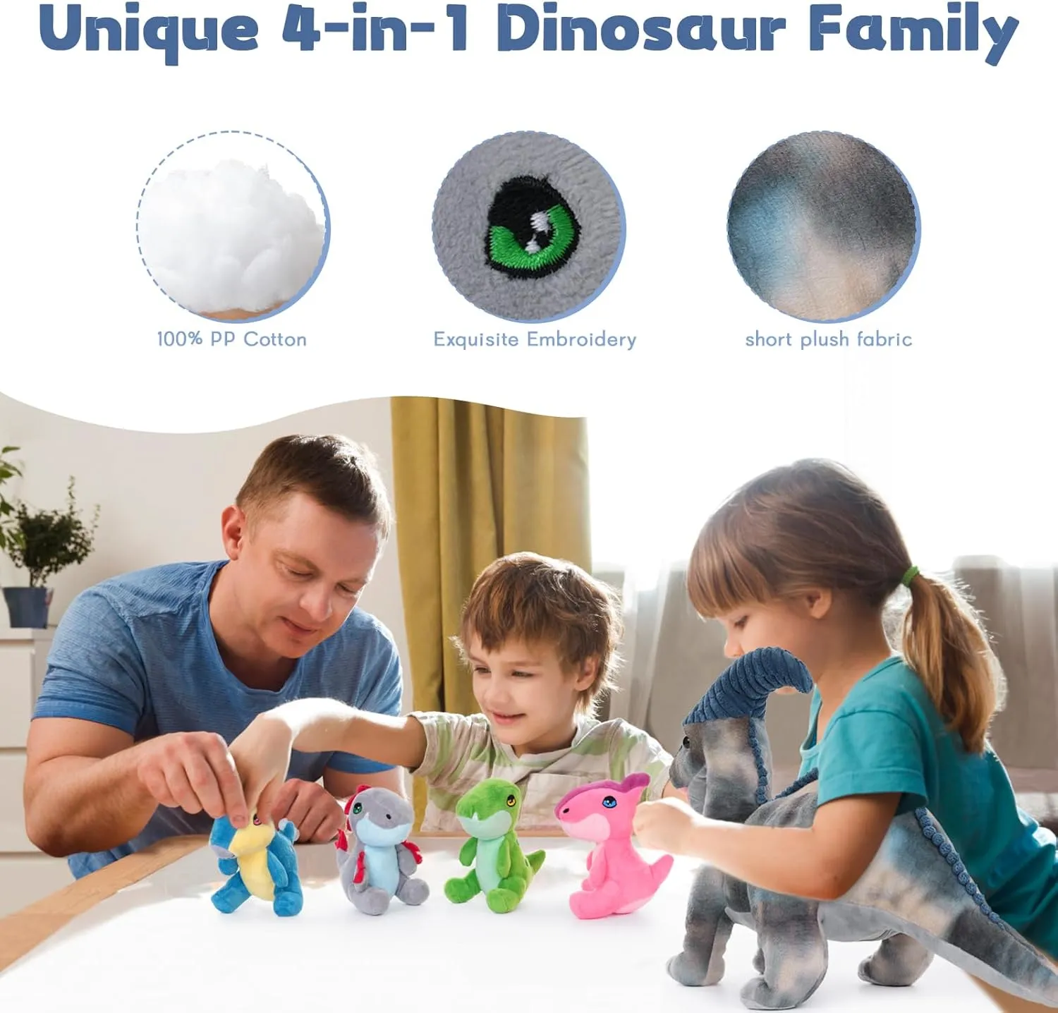 MaoGoLan 22" Giant Dinosaur Stuffed Animal, Big Mommy Parasaurolophus with 4 Babies Inside Dinosaur Plush Toys for Kids Boys Girls 3-5, Gift for Christmas Baby Shower Birthday