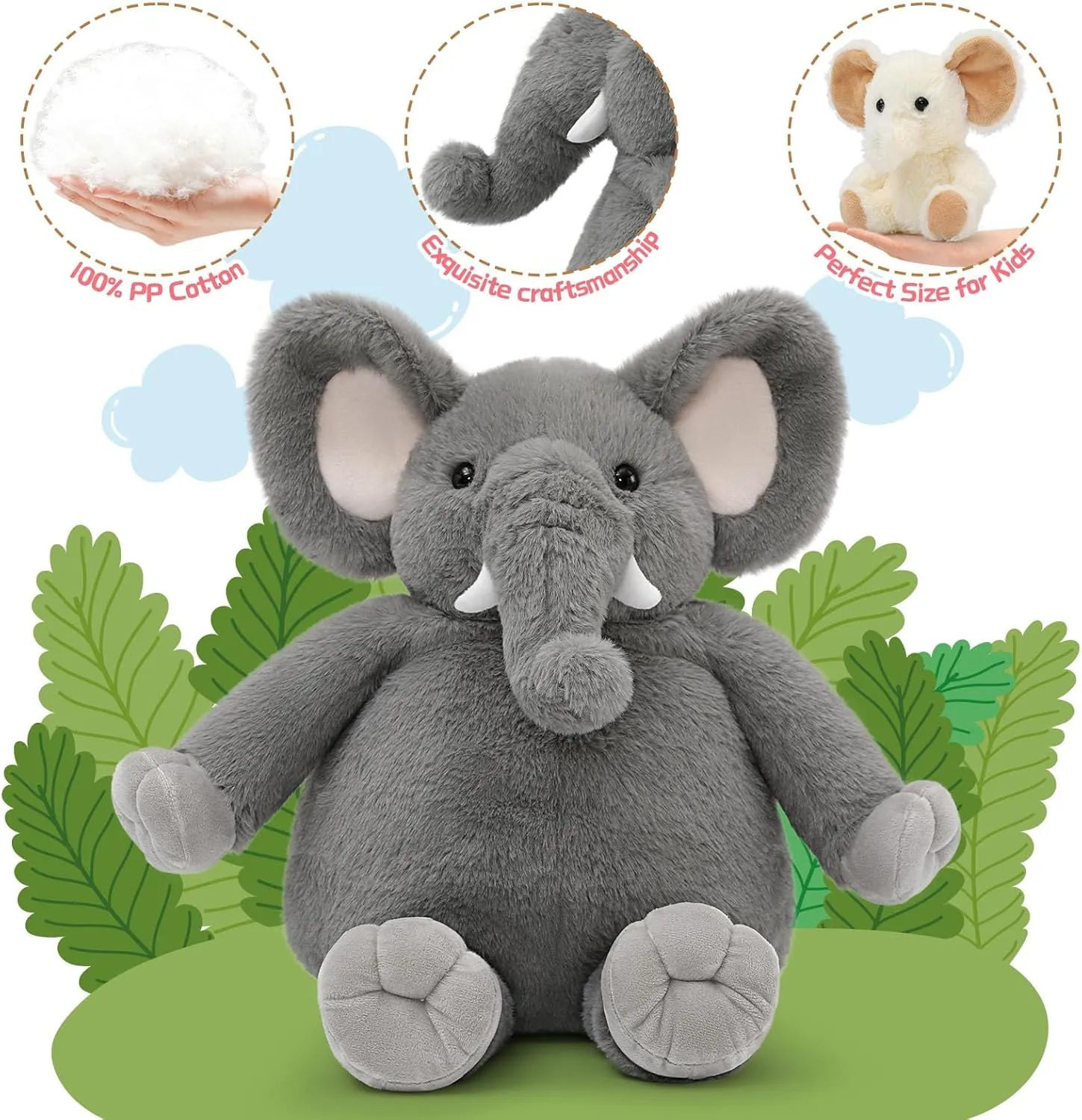 MaoGoLan Mommy Elephant Stuffed Animal with 3 Babies Inside, 20” Elephant Plush Toy Soft Set for Baby Shower Christmas Birthday Decoration, Surprise Gift for Boys Girls Kids Girlfriend