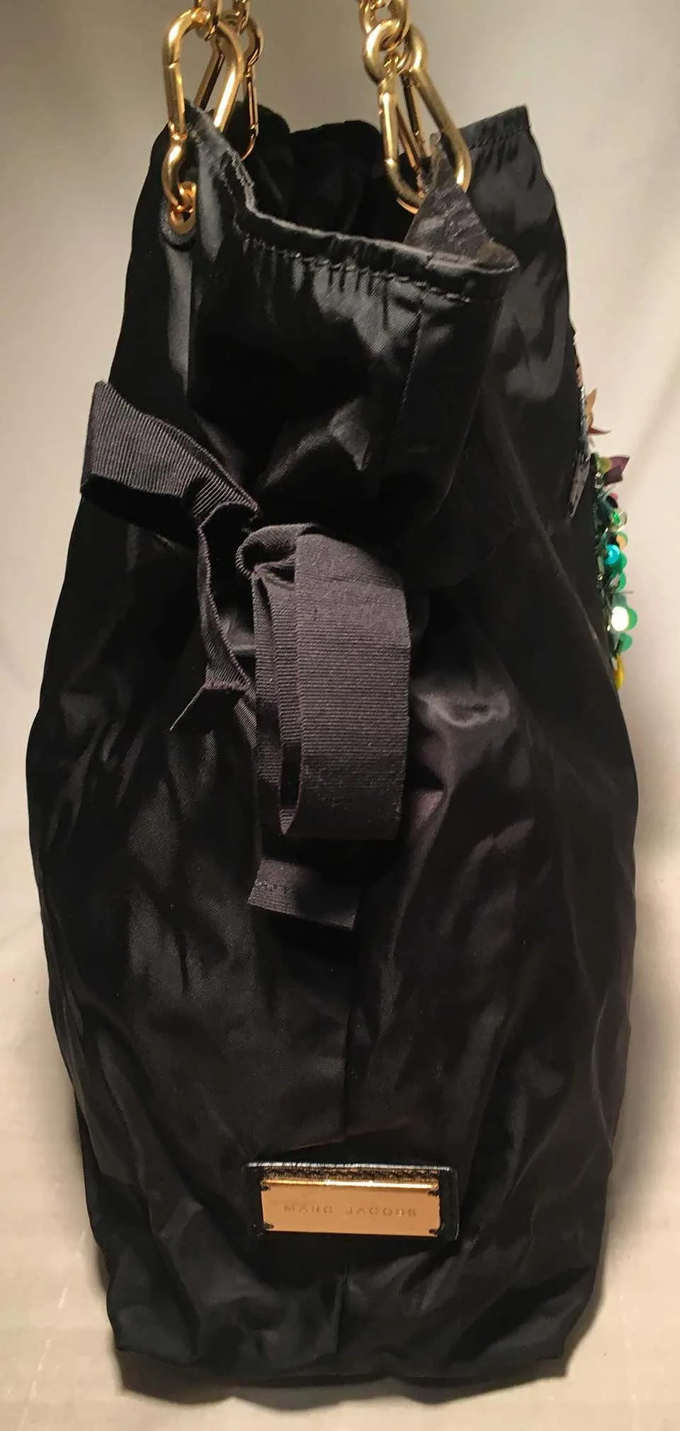 Marc Jacobs black Nylon Beaded Tropical Chappy Bird Tote
