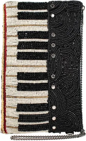 Mary Frances Keys to My Heart Beaded Piano Crossbody Phone Bag, Black
