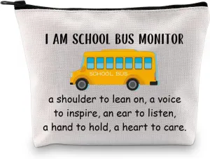 MBMSO Bus Monitor Gifts Bag Bus Driver Appreciation Gift Cosmetic Bag Bus Attendant Gift Bus Monitor Zipper Bag (I am Bus Monitor bag)