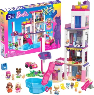 MEGA Barbie Color Reveal Building Toys Set, DreamHouse with 545 Pieces, 5 Micro-Dolls, 6 Pets and Accessories, 30   Surprises, Kids Ages 6  Years
