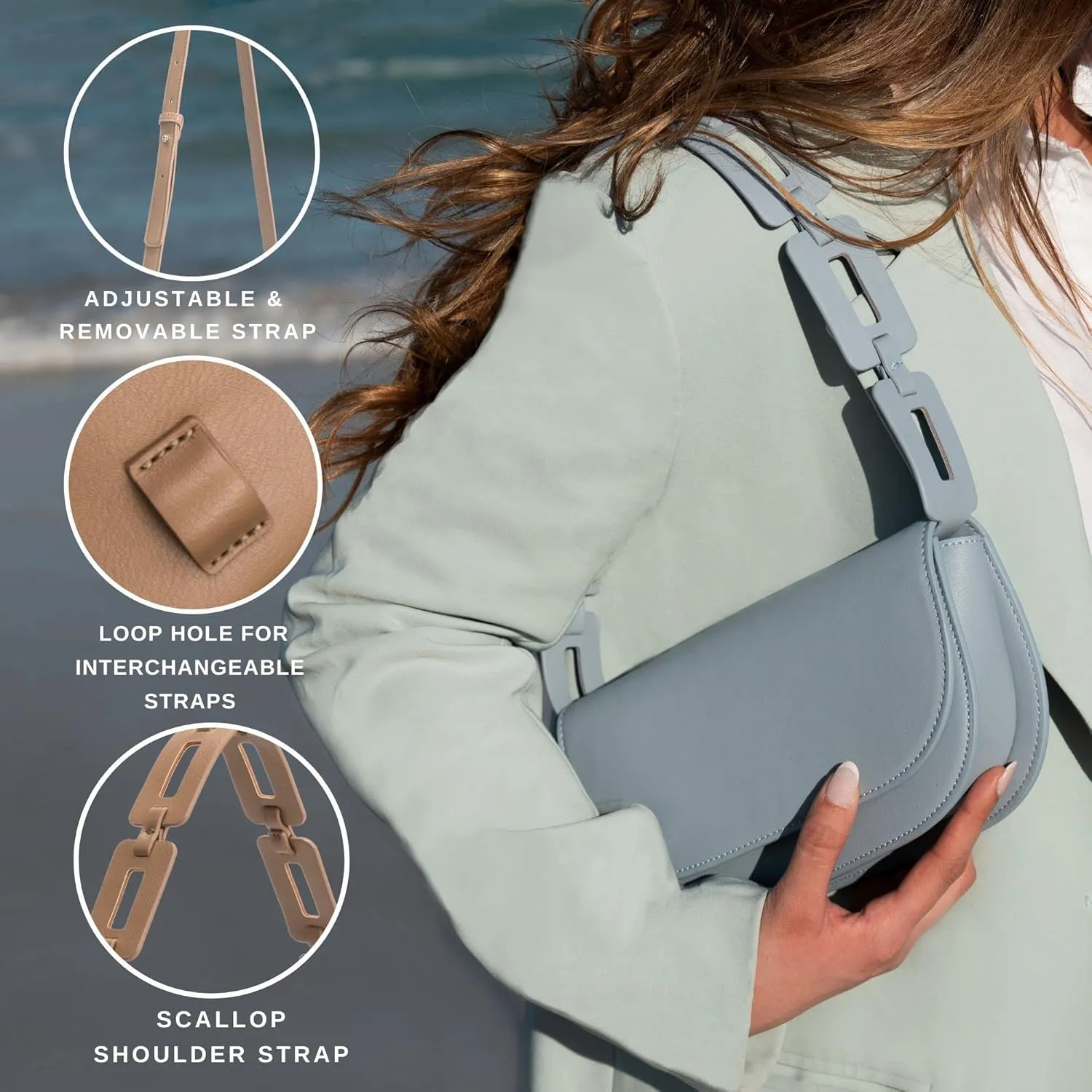 Melie Bianco Inez Bag - Luxury Vegan Leather Purse - Convertible Vegan Designer Purse - Shoulder & Crossbody Straps