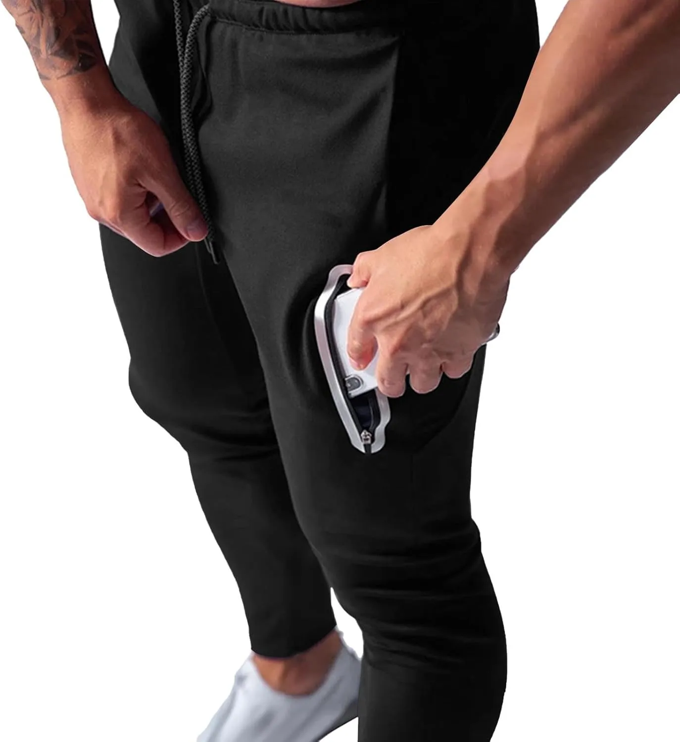 Men Jogger Pants Gym Slim Fit Elastic Waist Drawstring Sweatpants with Pocket Athletic Pants for Training Running
