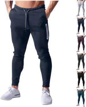 Men Jogger Pants Gym Slim Fit Elastic Waist Drawstring Sweatpants with Pocket Athletic Pants for Training Running
