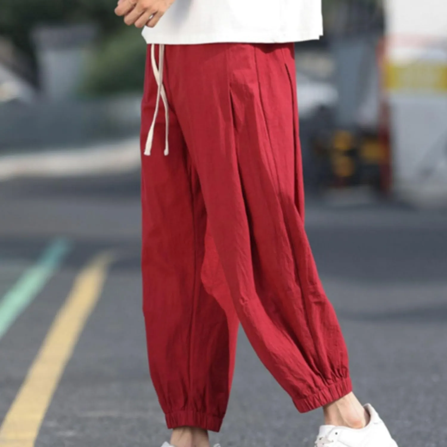 Men Sweatpants Athletic Pants for Jogging Workout Gym Running Elastic Waist Drawstring Joggers Trousers with Pocket