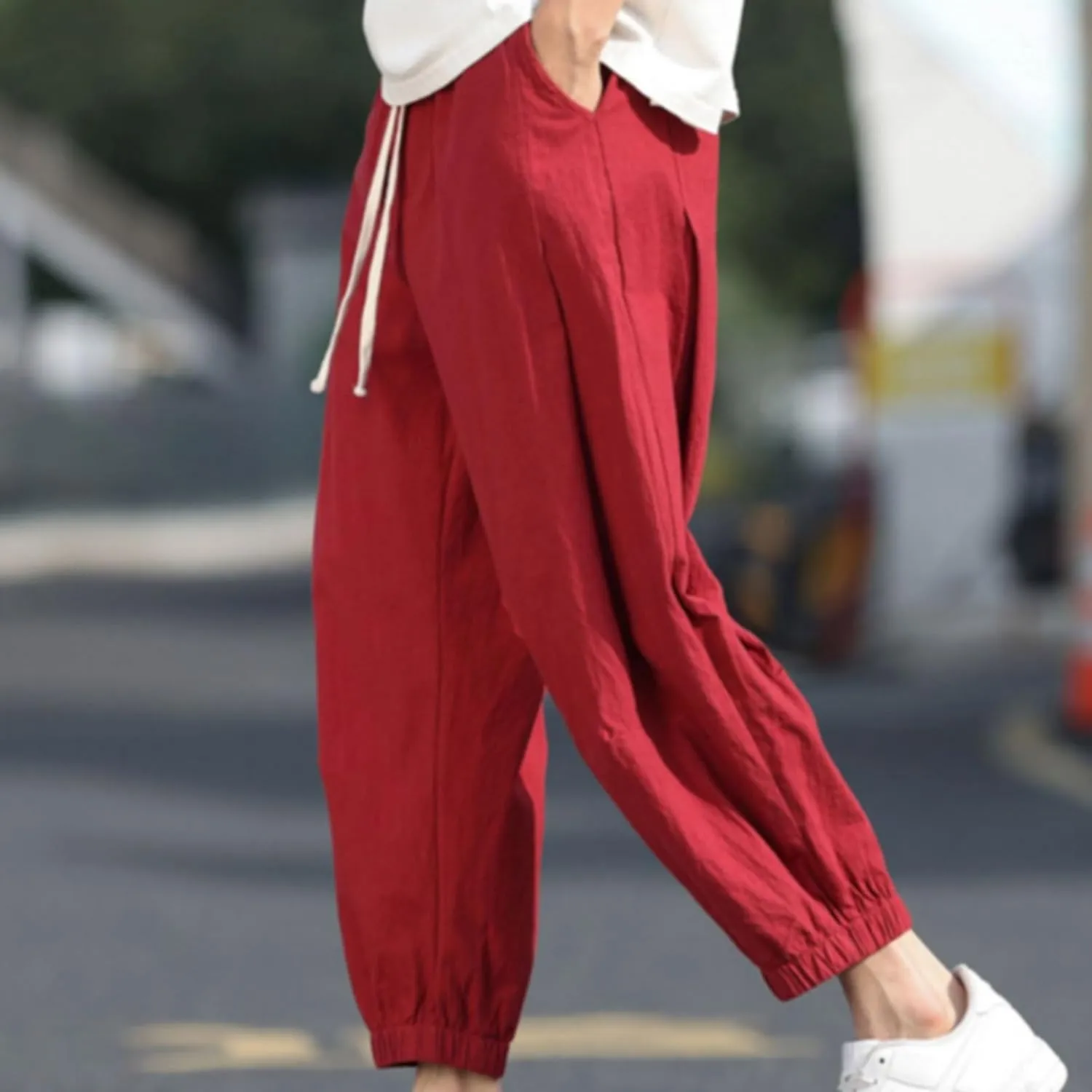 Men Sweatpants Athletic Pants for Jogging Workout Gym Running Elastic Waist Drawstring Joggers Trousers with Pocket