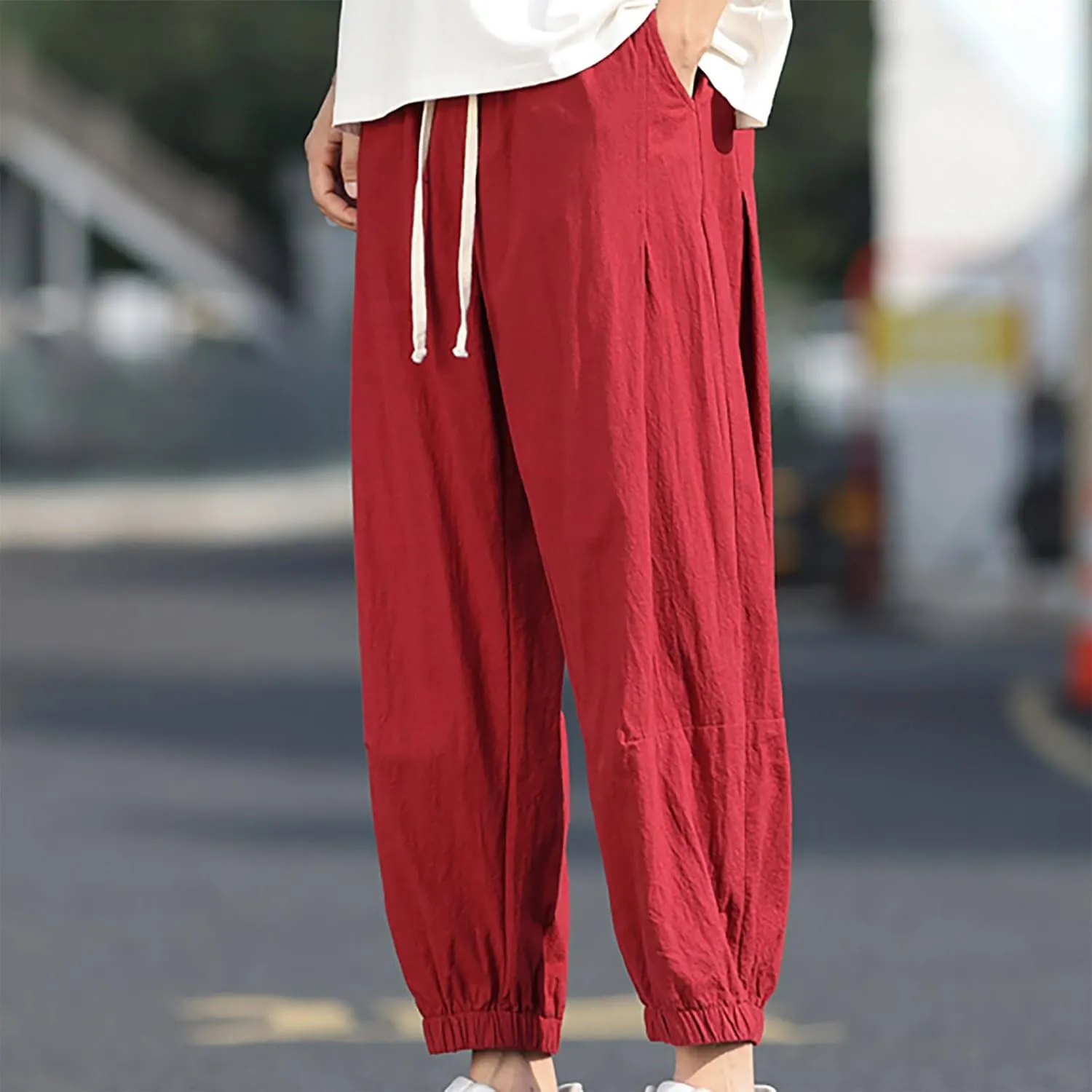 Men Sweatpants Athletic Pants for Jogging Workout Gym Running Elastic Waist Drawstring Joggers Trousers with Pocket